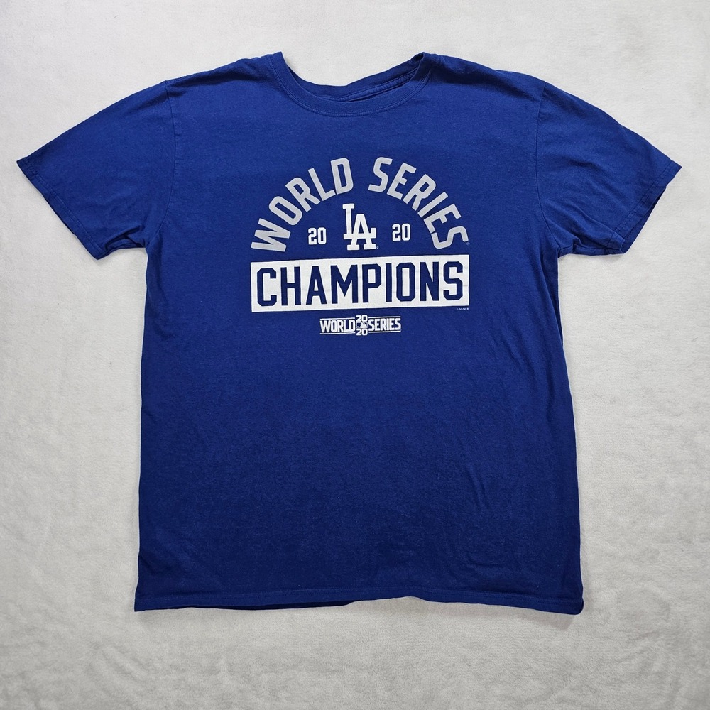 MLB T-Shirt Mens Large Blue Excellent 2020 World Series Champions LA Dodgers